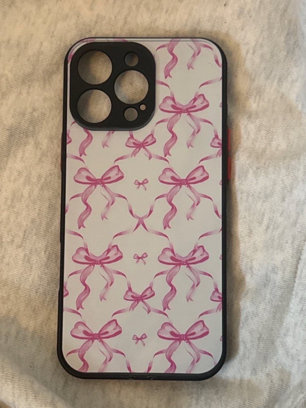 Amazon Pink Bow Pattern Phone Case - White & Pink